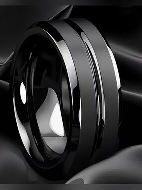 Black Stainless Steel Men’s Wedding Ring Unisex